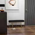 Miniatyrbillede 4 af 5: Rootz Skobænk - Retro Design - Sengebænk - Gangbænk - Fløjlslook - Op til 200 kg - Metalstel - Sort - 100 X 37 X 43 cm