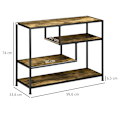 Pikkukuva 3 / 10: Rootz Industrial -konsolipöytä - sisääntulopöytä - maalaismainen ruskea musta aulapöytä - teräslastulevy - 99,6 cm x 33,6 cm x 74 cm