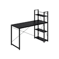 Miniatyrbillede 1 af 8: Rootz Ebony Black Skrivebord - Studiebord - Skrivebord - Spånplade og stål - Stor overflade - Nem montering - Robust konstruktion - 56cm x 137cm x 120