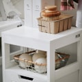 Miniatyrbillede 6 af 9: Rootz Vasketøjshylde - Opbevaringsstativ til linned - Opbevaringsorganer til badeværelset - MDF-konstruktion - 30 cm x 90 cm x 30 cm
