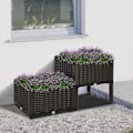 Pikkukuva 7 / 11: Rootz Garden Planter Box - Korotettu sänky - Viemärireiät - Kukkalaatikko - Ulkona - Ruskea - 40 x 40 x 44cm