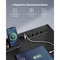 Miniatyrbillede 4 af 8: Rootz L-formet skrivebord - Arbejdsstation - Hjørneskrivebord - Ebony Black - Indbyggede stikkontakter - 120 cm x 140 cm x 75 cm