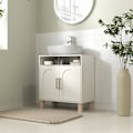 Miniatyrbillede 2 af 6: Rootz Badeværelse Enhed Vaskbassinskab - 2 Door Badeværelse Opbevaring - Justerbare hylder - Fugtbestandig - 60x30x63 cm