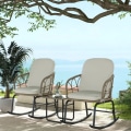Miniatyrbillede 2 af 6: Rootz Gyngestolssæt - Havemøbler - Bistrosæt - Boho Style - PE Rattan - Vejrbestandig - Creme - 63W x 82D x 75H cm