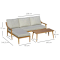 Miniatyrbillede 3 af 5: Rootz 3-delt møbelsæt - Havemøbelsæt - Med chaiselong - Dobbelt sofa - Sidebord og hynder - Khaki