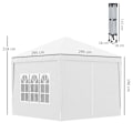 Miniatyrbild 3 av 6: Rootz Pavilion öltält - Partytält - Event Shelter - Hög stabilitet - Snabbinstallation - Väderskydd - 2,95 m x 2,95 m x 2,58 m - Vit