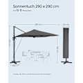 Miniatyrbild 6 av 7: Rootz Parasol Cantilever paraply - Grå solskydd - Utomhustak - 360° rotation - 4 vinklar justering - UPF 50+ - Vattenavvisande - 200g/m² polyester - 3