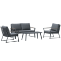 Miniatyrbillede 7 af 7: Rootz 4-delt udendørsmøbler - 4-delt havemøbelsæt - Sofa - Lænestol - Sidebord - Aluminium/Polyester/Polyrattan - Mørkegrå