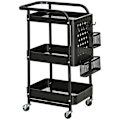 Miniatyrbillede 6 af 7: Rootz 3 Tier Metal Servering Trolley - Kitchen Cart - Utility Trolley - 2 Bestikstativ - 51,5L x 32W x 75,6h cm - Sort