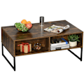 Miniatyrbillede 1 af 8: Rootz Coffee Table - Coffee Table - Height Adjustable Leaf - 100L x 60D x 40H cm - Storage Space - Top Lift - Space Saving - Brown - Processed Wood -