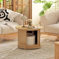 Miniatyrbild 2 av 11: Rootz Round Side Table - Kaffe Round Table - Bambu Sofa Table - Dold förvaring, skjutdörr - Ø60 x 45 cm, har 20 kg