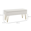 Miniatyrbillede 3 af 10: Rootz Sengebænk med opbevaringsplads - Soveværelsesbænk - Ottoman - Cremestof - Guld hårnåleben - 100 cm x 40 cm x 49 cm