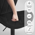 Miniatyrbillede 7 af 9: Rootz Velvet Barstol - Drejestol - Justerbar højde - 360° drejelig - Ergonomisk design - Mørkegrå/sort - 47cm x (89-109,5cm) x 54cm