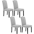 Miniatyrbild 1 av 7: Rootz Set med 4 matstolar - Högryggsstolar - Massivträstolar - Ergonomisk design - Hållbar konstruktion - Golvskydd - Linne ljusgrå - 47cm x 103cm x 6