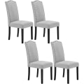Miniatyrbillede 1 af 7: Rootz Sæt med 4 Spisestuestole - Højryggede Stole - Solid Wood Stole - Ergonomisk design - Holdbar konstruktion - Gulvbeskyttelse - Linned lysegrå - 4