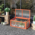 Miniatyrbillede 6 af 7: Rootz Drivhus - Cold Frame Drivhus - Cold Frame Box - Plantebed med dæksel - Træ Og Polycarbonat - Vejrbestandig - Orange - 90 x 46 x 40 cm