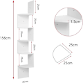 Miniatyrbillede 3 af 6: Rootz PVC hjørnehylde - 5-lags opbevaring - Flydende hylde - Bogreol - MDF af høj kvalitet - 25 cm x 156 cm x 25 cm
