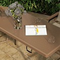 Miniatyrbild 7 av 7: Rootz Trädgårdsbord - Utomhusfällbart bord - Trädgårdshopfällbart bord - PE-rotting - Brun + Svart - 122 x 60 x 73 cm