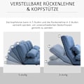Pikkukuva 4 / 10: Rootz-lattiavuodesohva - Säädettävä selkänoja - Samettikangas - 2-in-1-design - Erittäin mukava - Kestävä teräsrunko - 102cm x 73cm x 60cm - Sininen