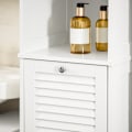 Miniatyrbillede 8 af 9: Rootz Højt badeværelsesskab med udfoldelig vaskepose - Linnedskab - Opbevaringshylde - Justerbar hylde - Anti-tip-enhed - Hvid - 40 cm x 170 cm x 38 c