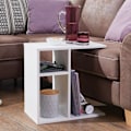 Miniatyrbillede 2 af 6: Rootz sidebord 50x50x30 cm træ hvid design sidebord sofa - Sofabord lille moderne - Lille sofabord firkantet - Sofabord højt - Smalt bord stue
