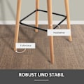 Pikkukuva 6 / 10: Rootz Modern baarituolisarja 2 kpl - Nykyaikaiset keittiön tuolit - Pyökkipuujalat - Hengittävä kangas - Beige - 55cm x 48cm x 100cm