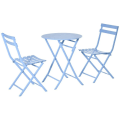 Miniatyrbillede 1 af 7: Rootz 3-delt havesæt - Bistrobordsæt - Stole - Drejebord - Metal - Lyseblå - Ø60L x 71H cm