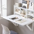 Miniatyrbild 7 av 10: Rootz Väggmonterat hopfällbart bord - Matbord - Garderob med hyllor - Justerbar förvaring - Utrymmesbesparande design - Enkel montering - Vit - 90cm x