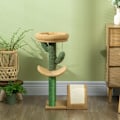 Miniatyrbillede 8 af 10: Rootz Cactus Design Cat Tree - Kradsestolpe - Klatrekattetræ - Sisal-indpakket stolper - Spånpladebase - Teddy Velour - 40cm x 35cm x 72cm