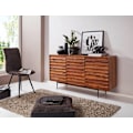 Miniatyrbillede 5 af 7: Rootz skænk Sheesham massivt træ 150x81x41 cm rustik kommode - Design Skænk Large - Høj kommode med 3 låger massivt træ - Gulvskab Stue Moderne