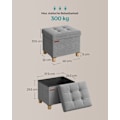 Miniatyrbillede 3 af 6: Rootz sæde kisteopbevaring Ottoman - Duegrå - MDF - Imiteret linned - 25D skum - 32 cm x 40 cm x 33,5 cm - 32L Kapacitet
