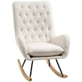 Miniatyrbillede 5 af 5: Rootz Gyngestol - Scandi Design - Afslapningsstol - Knapsømning - Stue - Spisestue - Cremefarvet + Naturlig + Sort - 69 cm x 90 cm x 100 cm