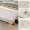 Miniatyrbillede 4 af 10: Rootz polstret bænk - Soveværelsesbænk - Vinduessæde - Tyk polstring - Imiteret linned - Ben i naturtræ - 120 cm x 41 cm x 43 cm