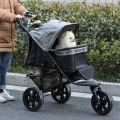 Pikkukuva 2 / 11: Rootz Dog Buggy - Cat Buggy - Koiravaunu - Lemmikkirattaat 3 pyörällä - Taitettava - Säädettävä kuomu - Oxford - Harmaa/Musta - 109,5 x 57,5 x 106,5 c