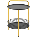 Miniatyrbillede 1 af 7: Rootz Sidebord - 2-i-1 Design - Industrielt Design - Serveringsbakke + Sidebord 1 Hylde - Stål - Guld + Sort - 43L x 45W x 61,5H cm