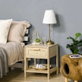 Miniatyrbillede 2 af 8: Rootz Bedside Table - Bedside Table - Bedside Table - Side Table - Drawer Storage Shelf - Natural - 40 x 40 x 48 cm