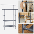 Miniatyrbillede 4 af 7: Rootz Grey Tøjstativ - Tøjstativ - Garderobeholder - Metalrør - Ikke-vævet stof - Plastforbindelser - 114 cm x 45 cm x 171 cm - 3 kg - 15 kg pr. hylde