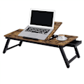 Miniatyrbillede 4 af 9: Rootz Laptop Bord - Laptop Stand - Notebook Bord - Morgenmadsbakke - Foldbare ben - Højdejusterbar - Op til 14,3 tommer - Brun - Sort - 71 x 35 x 23 c