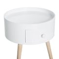 Miniatyrbillede 5 af 7: Rootz Sofabord Med Skuffe - Sidebord - Rundt - Scandi Design - Beskyttelseskant - Træ - Hvid - Ø38 x H45 cm