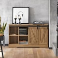Miniatyrbillede 2 af 7: Rootz Moderne skænkskab - Kommode - TV stativ - Skydedøre - Justerbare hylder - Rummelig opbevaring - PB(E1) Materiale - 120cm x 70cm x 40cm