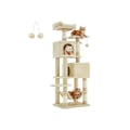 Miniatyrbild 1 av 9: Rootz Beige Cat Skrapstolpe - Kattträd - Skrapare - Spånskiva plysch Sisal - Robust konstruktion - Enkel montering - 49cm x 40cm x 155cm