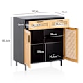 Miniatyrbillede 4 af 6: Rootz skænk 80 cm - Sort kommode - Wienervævet design - Stilfuld opbevaringsløsning - Holdbar og rummelig - 80 cm x 86,5 cm x 40 cm
