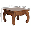 Miniatyrbillede 6 af 7: Rootz sofabord massivt træ Sheesham 60 cm bredt stuebord design mørkebrunt sidebord i landlig stil