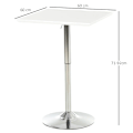 Miniatyrbild 3 av 6: Rootz Bar Table - Bistro Table Pub - Height-Adjustable - Square Bar Table - Steel - White - 60 x 60 x 69-92 cm