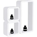 Pikkukuva 7 / 8: Rootz 3-osainen Cube seinähyllysetti - Kelluvat hyllyt - Ripustettavat hyllyt - MDF - Kosteudenkestävä - 42,5x21,5x10cm & 17,5x17,5x10cm - Valkoinen