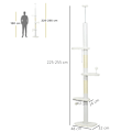 Miniatyrbillede 3 af 6: Rootz PawHut loftshøj kradsestolpe - Justerbart kattetræ - Klatretårn - Beskytter møbler - Flere platforme - 48W x 32D x 225-255H cm