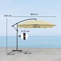 Pikkukuva 3 / 9: Rootz Traffic Lights Parasol - Patio -sateenvarjo - Ulkovarjo - Vedenpitävä kampi - 304 cm x 260 cm x 245 cm