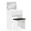 Miniatyrbillede 1 af 7: Rootz Toiletbord 60x81x40 cm Hvidt Konsolbord Træ Moderne - Kosmetikbord med skammel og spejl - Hvidt toiletbord med klaprum - Moderne make-up bord pi