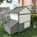 Miniatyrbild 6 av 6: Rootz Chicken Coop - Smådjurshus - 2 utomhusinhägnader - 1 häckningslåda - 2 ramper - Asfalttak - Väderbeständig - Grå - 247 cm x 125 cm x 113,5 cm