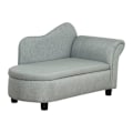 Miniatyrbillede 1 af 6: Rootz børnesofa - Chaiselong - Skjult opbevaringsrum - Eucalyptus træramme - Imiteret linned - Grå - 80 x 40 x 49 cm